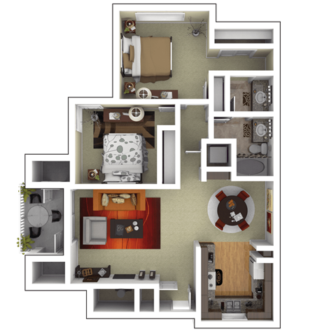Floor plan for 2 beds, 1 bath, 900 sqft